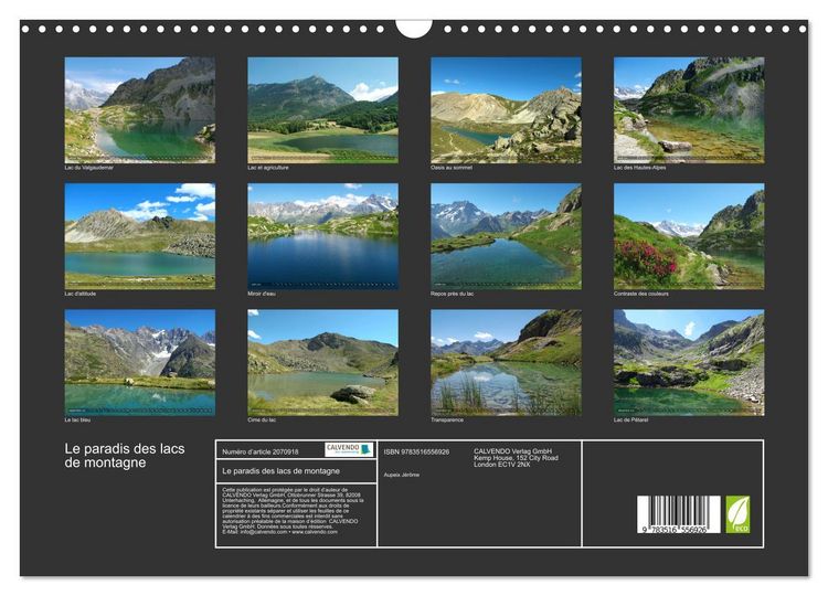 Produktbild: Le paradis des lacs de montagne (Calendrier mural 2026 DIN A3 vertical), CALVENDO calendrier mensuel