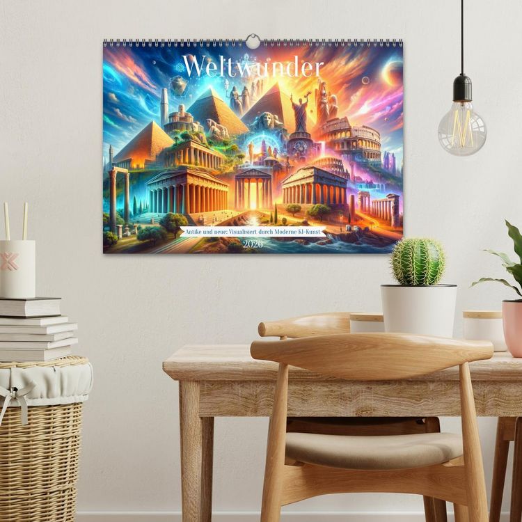 Produktbild: Weltwunder: Antike und neue: Visualisiert durch Moderne KI-Kunst (Wandkalender 2026 DIN A3 quer), CALVENDO Monatskalender