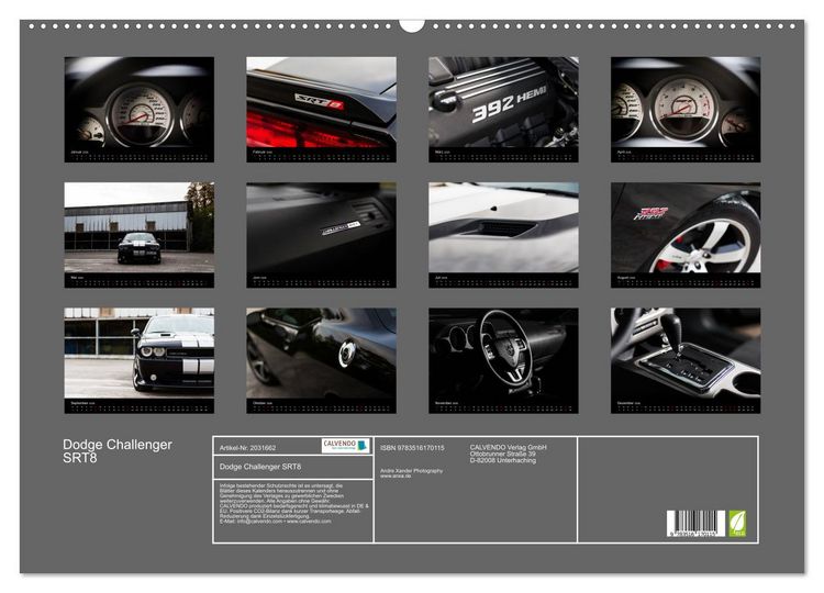 Produktbild: Dodge Challenger SRT8 (Wandkalender 2026 DIN A2 quer), CALVENDO Monatskalender