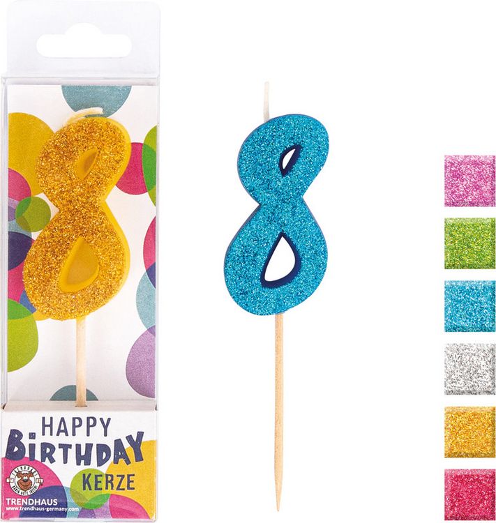 Produktbild: TRENDHAUS&reg; Zahlenkerzen Birthday Fun Glitter Mini, 8