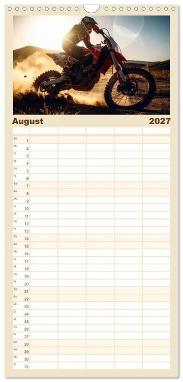 Produktbild: Familienplaner 2027 - W&uuml;stenabenteuer - Spektakul&auml;re Moto-Rallys mit 5 Spalten (Wandkalender, 21 x 45 cm) CALVENDO