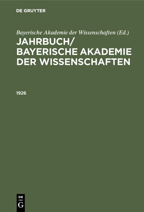 Produktbild: Jahrbuch/ Bayerische Akademie der Wissenschaften. 1926