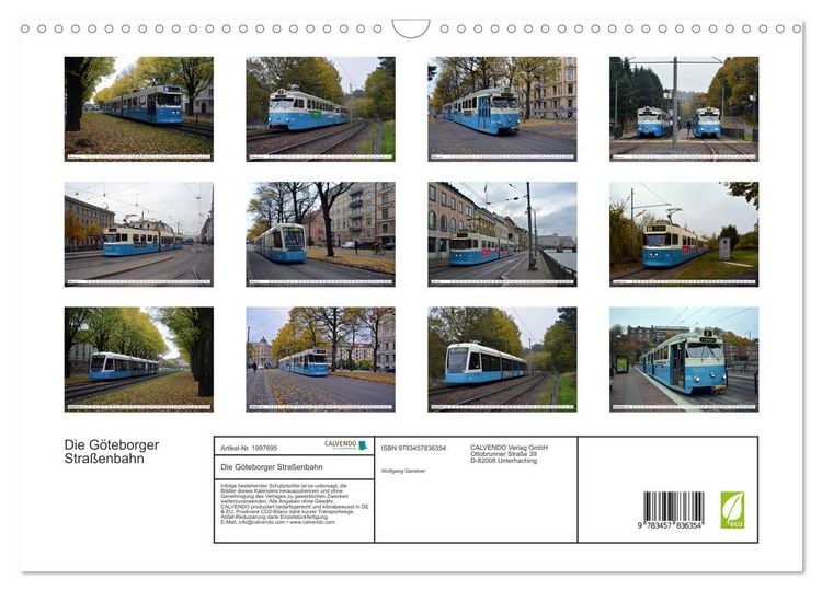 Produktbild: Die G&ouml;teborger Stra&szlig;enbahn (Wandkalender 2026 DIN A3 quer), CALVENDO Monatskalender