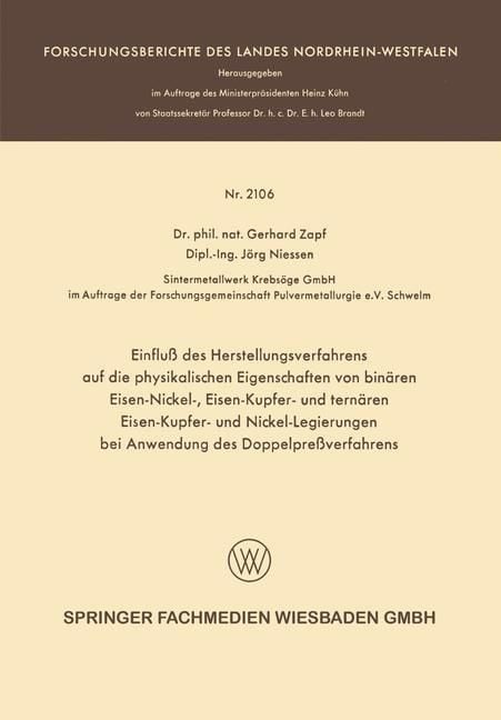 Produktbild: Einflu&szlig; des Herstellungsverfahrens auf die physikalischen Eigenschaften von bin&auml;ren Eisen-Nickel-, Eisen-Kupfer- und tern&auml;ren Eisen-Kupfer- und Nickel