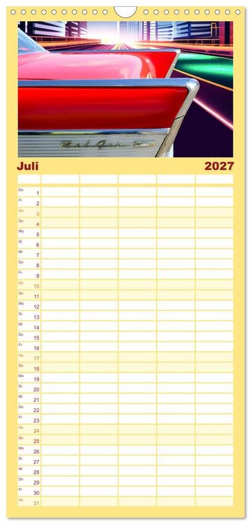 Produktbild: Familienplaner 2027 - US Classic Cars im Jet-Age mit 5 Spalten (Wandkalender, 21 x 45 cm) CALVENDO