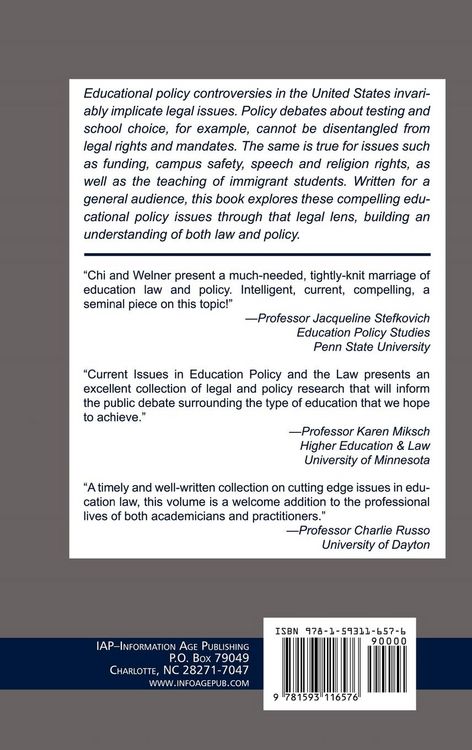 Produktbild: Current Issues in Educational Policy and the Law (Hc)