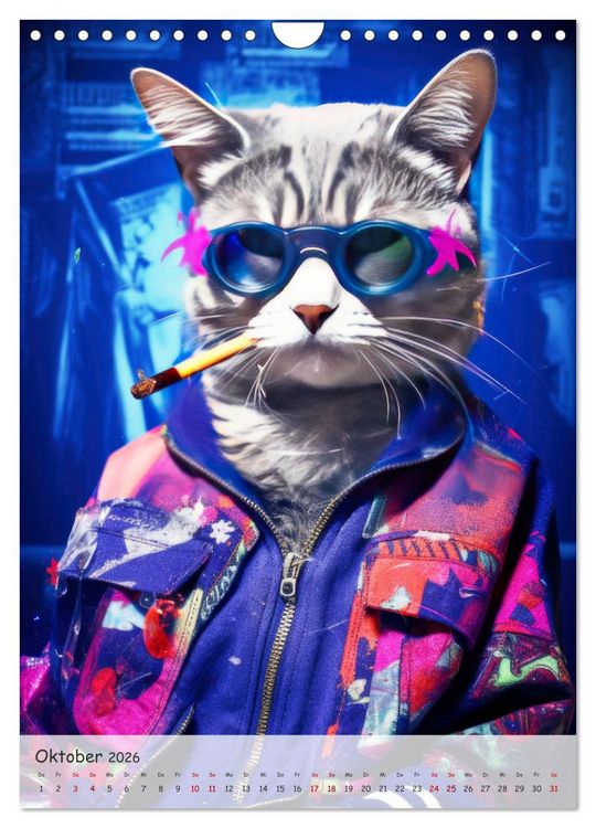 Produktbild: Katzen im lustigen Gangsterlook (Wandkalender 2026 DIN A4 hoch), CALVENDO Monatskalender