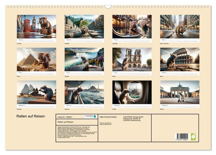 Produktbild: Ratten auf Reisen (Wandkalender 2026 DIN A2 quer), CALVENDO Monatskalender