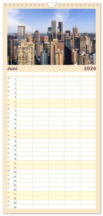 Produktbild: Familienplaner 2026 - SEATTLE Unvergessliche Tour durch die Stadt und das Umland mit 5 Spalten (Wandkalender, 21 x 45 cm) CALVENDO