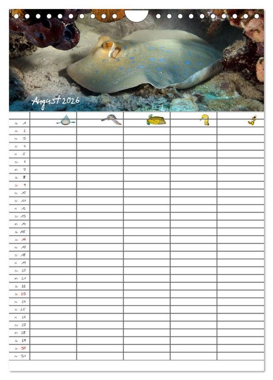 Produktbild: Der Unterwasser Familienplaner 2026 (Wandkalender 2026 DIN A4 hoch), CALVENDO Monatskalender