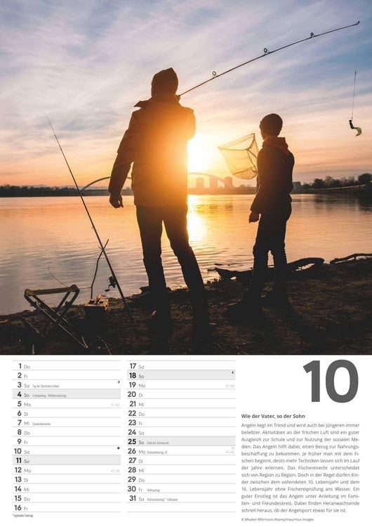 Produktbild: Der große Angelkalender 2026 - Bildkalender A3 (29,7x42 cm) - mit vielen Zusatzinformationen aus der Anglerwelt und Platz für Notizen - Wandkalender
