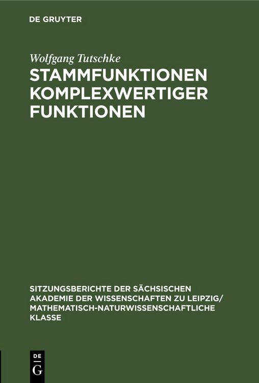 Produktbild: Stammfunktionen komplexwertiger Funktionen