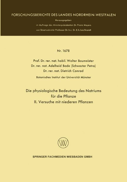 Produktbild: Die physiologische Bedeutung des Natriums f&uuml;r die Pflanze