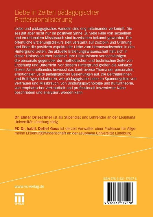 Produktbild: Liebe in Zeiten p&auml;dagogischer Professionalisierung