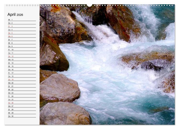 Produktbild: Wildwasser. Gebirgsb&auml;che und Wasserf&auml;lle (hochwertiger Premium Wandkalender 2026 DIN A2 quer), Kunstdruck in Hochglanz
