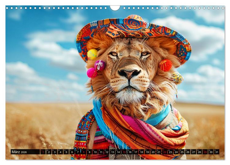 Produktbild: Savannen-Style. Stilvoller Raubkatzen-Chic (Wandkalender 2026 DIN A3 quer), CALVENDO Monatskalender