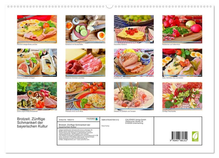 Produktbild: Brotzeit. Z&uuml;nftige Schmankerl der bayerischen Kultur (hochwertiger Premium Wandkalender 2026 DIN A2 quer), Kunstdruck in Hochglanz