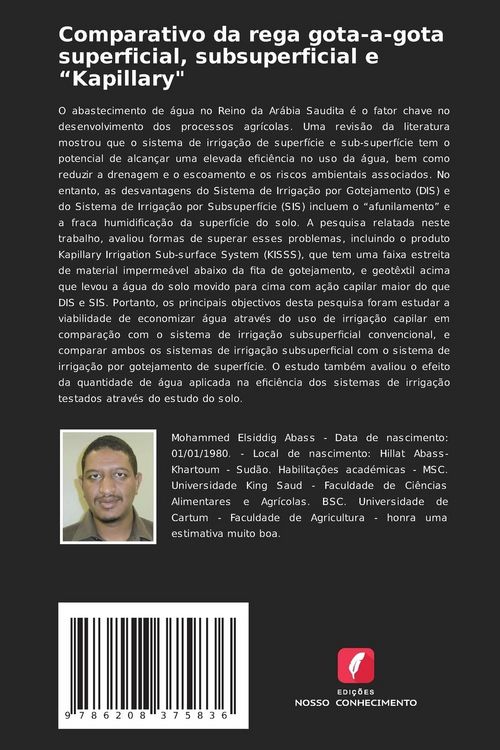 Produktbild: Comparativo da rega gota-a-gota superficial, subsuperficial e "Kapillary"