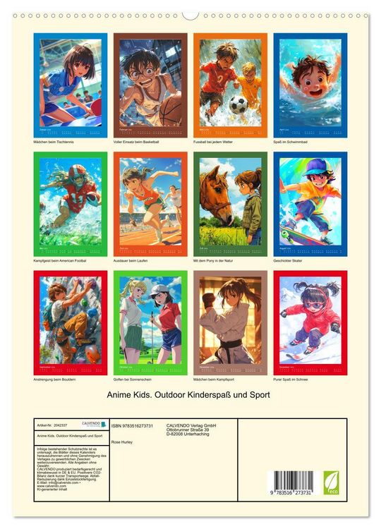 Produktbild: Anime Kids. Outdoor Kinderspa&szlig; und Sport (hochwertiger Premium Wandkalender 2026 DIN A2 hoch), Kunstdruck in Hochglanz