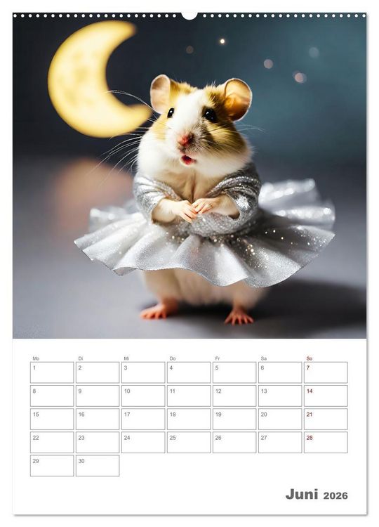 Produktbild: Ballerina Hamster - Eine Sinfonie aus zuckers&uuml;&szlig;e KI Hamstern in T&uuml;ll und Seide (hochwertiger Premium Wandkalender 2026 DIN A2 hoch), Kunstdruck in Hochglanz