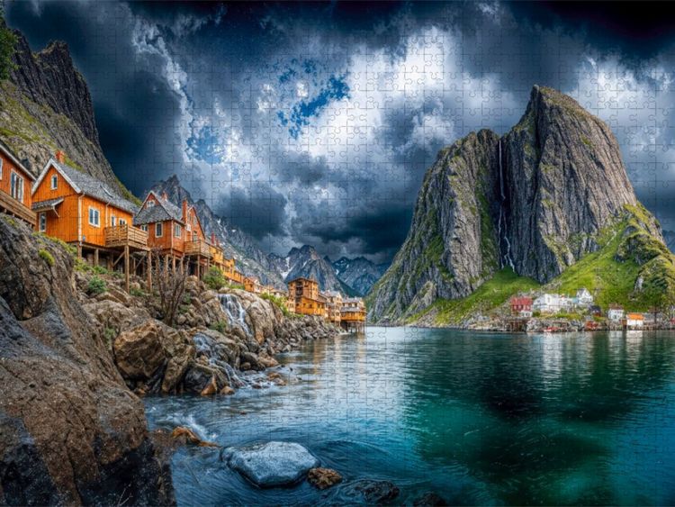 Produktbild: CALVENDO Puzzle Das malerische Fischerdorf Nusfjord | 1000 Teile Lege-Gr&ouml;&szlig;e 64x48cm Foto-Puzzle f&uuml;r gl&uuml;ckliche Stunden