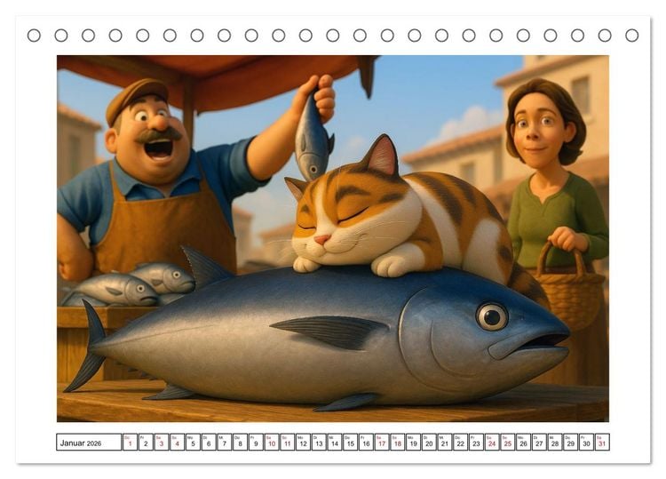 Produktbild: Katzen w&uuml;rden Fische kaufen (Tischkalender 2026 DIN A5 quer), CALVENDO Monatskalender