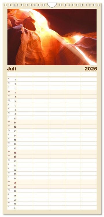 Produktbild: Familienplaner 2026 - USA Nationalparks - Familienplaner / Kalender - Eine Reise durch die Vielfalt und Sch&ouml;nheit der Naturparks Nordamerikas mit 5 Spalten (Wandkalender, 21 x 45 cm) CALVENDO