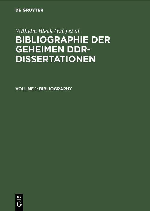 Produktbild: Bibliographie der geheimen DDR-Dissertationen