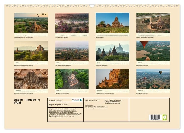 Produktbild: Bagan - Pagode im Wald (Wandkalender 2027 DIN A2 quer), CALVENDO Monatskalender
