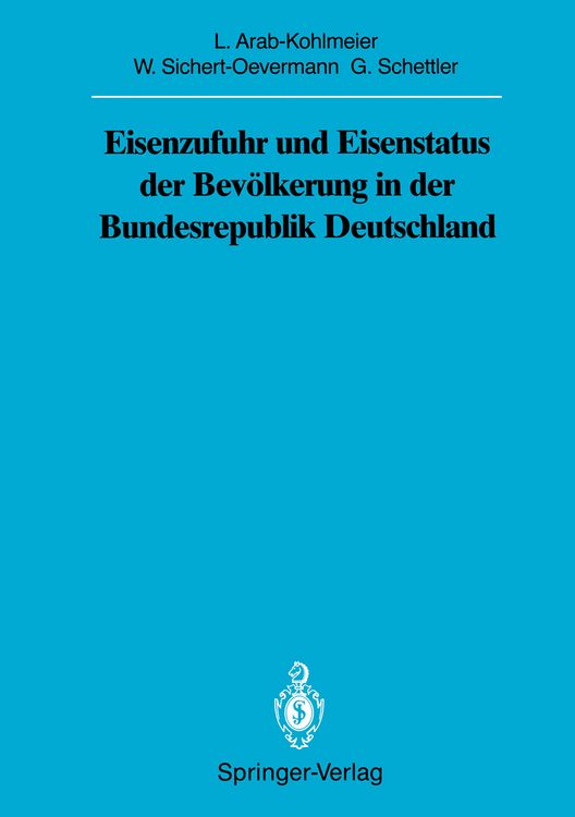 Produktbild: Eisenzufuhr und Eisenstatus der Bev&ouml;lkerung in der Bundesrepublik Deutschland