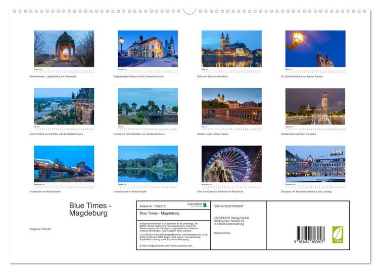 Produktbild: Blue Times - Magdeburg (hochwertiger Premium Wandkalender 2026 DIN A2 quer), Kunstdruck in Hochglanz