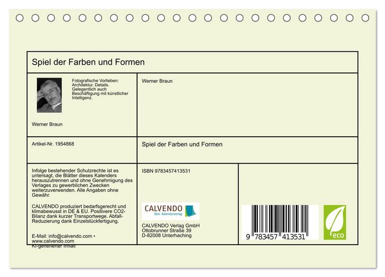 Produktbild: Spiel der Farben und Formen (Tischkalender 2026 DIN A5 quer), CALVENDO Monatskalender