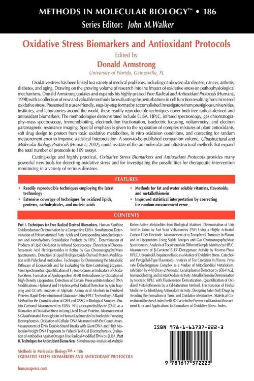 Produktbild: Oxidative Stress Biomarkers and Antioxidant Protocols