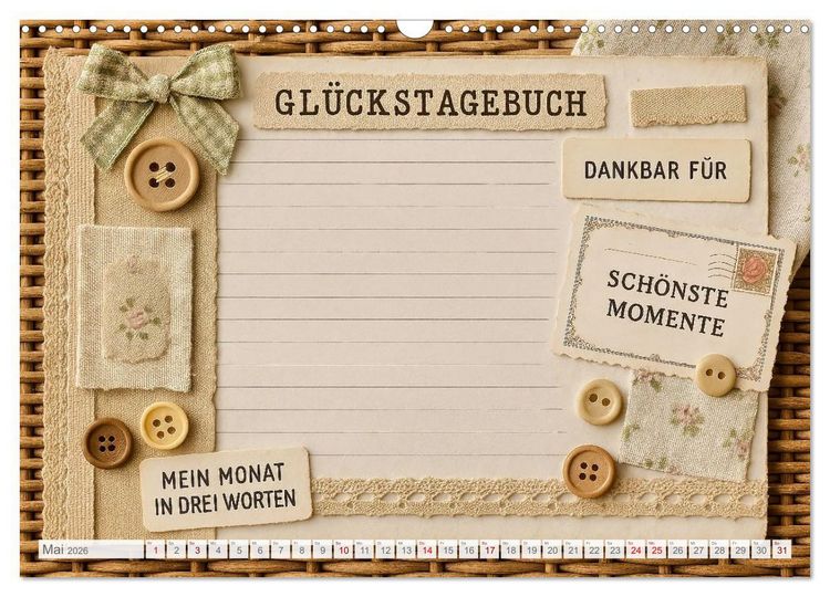 Produktbild: L&auml;cheln sammeln - Dein pers&ouml;nlicher Gl&uuml;ckskalender zum Mitgestalten (Wandkalender 2026 DIN A3 quer), CALVENDO Monatskalender