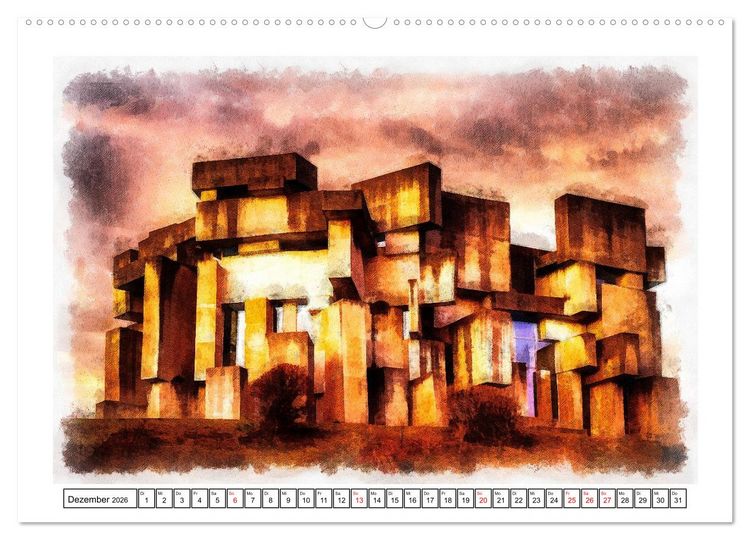 Produktbild: F&uuml;nfzehn Jahrhunderte Kirchenbau (hochwertiger Premium Wandkalender 2026 DIN A2 quer), Kunstdruck in Hochglanz