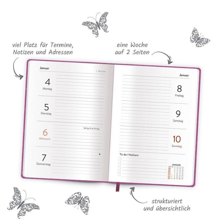 Produktbild: TR&Ouml;TSCH - Taschenkalender A6 Soft Touch Schmetterlinge 2027