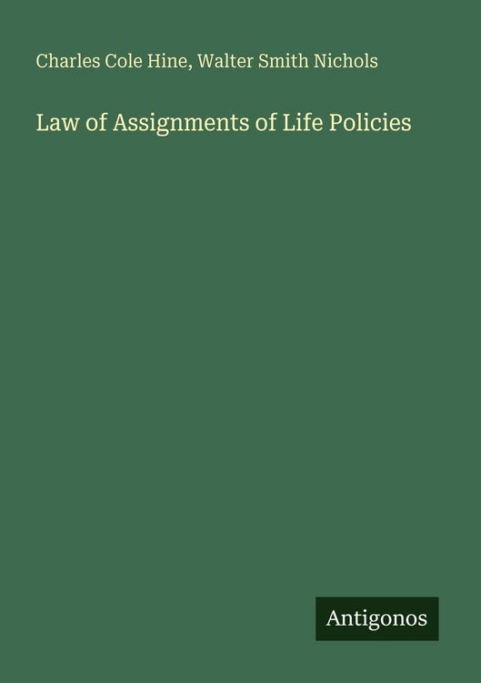 Produktbild: Law of Assignments of Life Policies