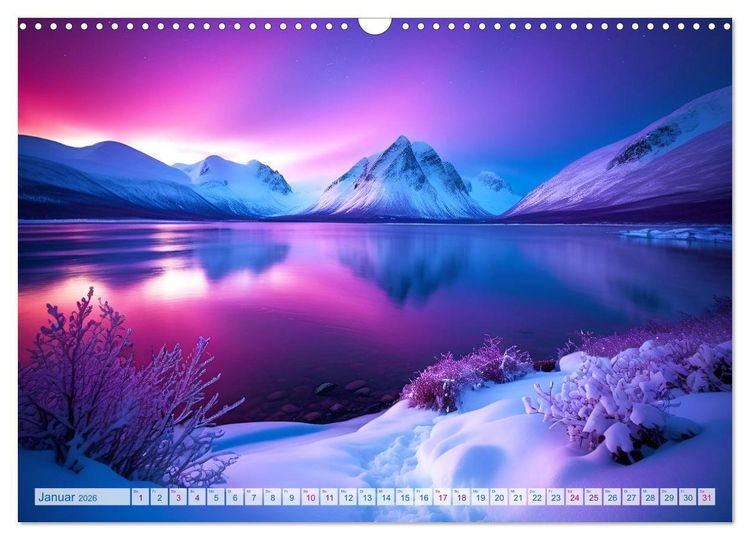 Produktbild: Traumhafte Polarlichter . Licht, Schnee und Eis hoch im Norden (Wandkalender 2026 DIN A3 quer), CALVENDO Monatskalender
