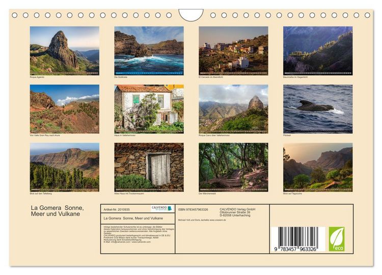 Produktbild: La Gomera Sonne, Meer und Vulkane (Wandkalender 2026 DIN A4 quer), CALVENDO Monatskalender