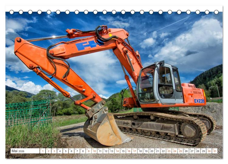 Produktbild: Baumaschinen - Maschinen auf der Baustelle (Tischkalender 2026 DIN A5 quer), CALVENDO Monatskalender