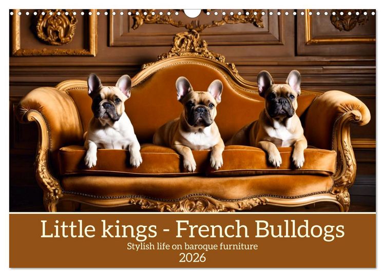 Produktbild: Little kings - French Bulldogs (Wall Calendar 2026 DIN A3 landscape), CALVENDO 12 Month Wall Calendar