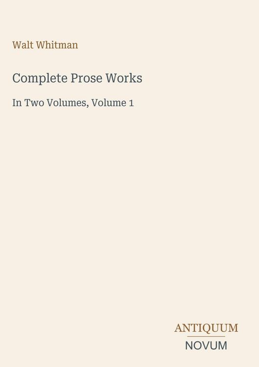 Produktbild: Complete Prose Works