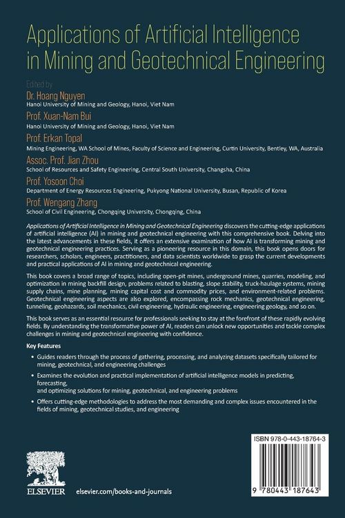 Produktbild: Applications of Artificial Intelligence in Mining and Geotechnical Engineering