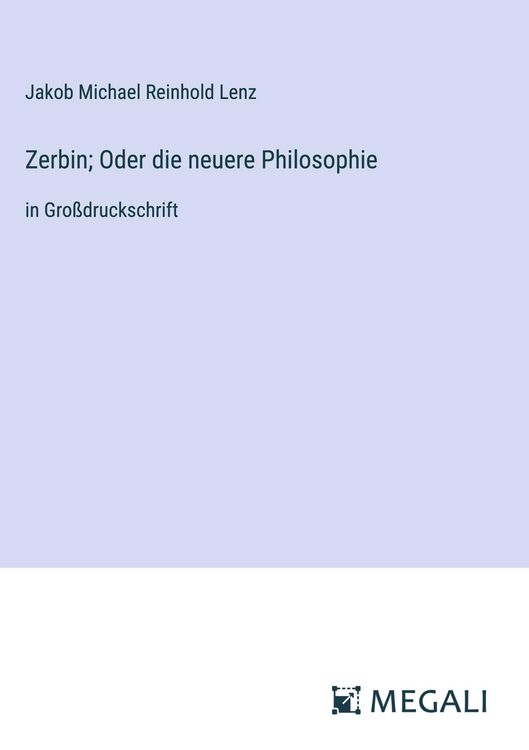 Produktbild: Zerbin; Oder die neuere Philosophie