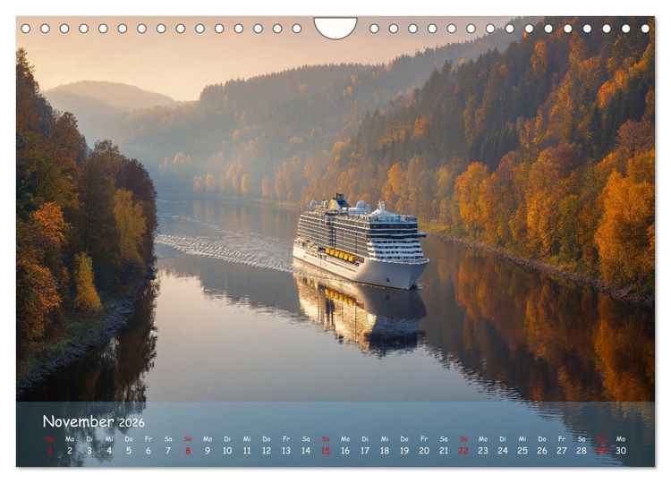 Produktbild: Kreuzfahrtschiffe Kalender - Kreuzfahrten und Giganten der Meere (Wandkalender 2026 DIN A4 quer), CALVENDO Monatskalender
