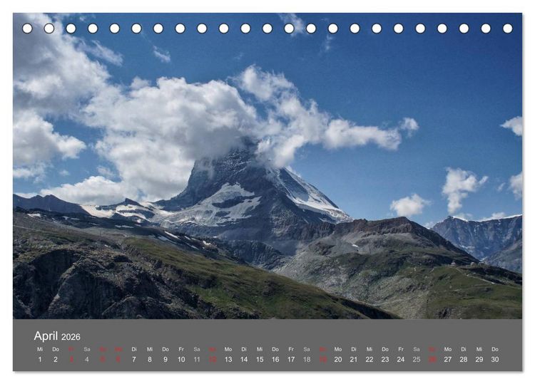 Produktbild: Wallis. Perle der Schweiz (Tischkalender 2026 DIN A5 quer), CALVENDO Monatskalender