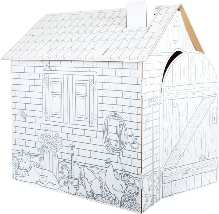 Produktbild: Small foot 10015 - Spielhaus H&auml;uschen aus Bastelkarton zum Bemalen, Pappe, H&ouml;he 88cm, creative&fun