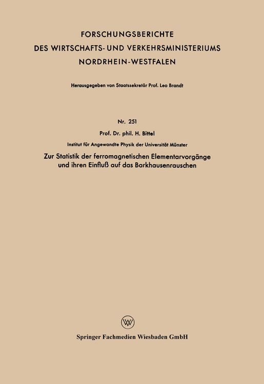 Produktbild: Zur Statistik der ferromagnetischen Elementarvorg&auml;nge und ihren Einflu&szlig; auf das Barkhausenrauschen