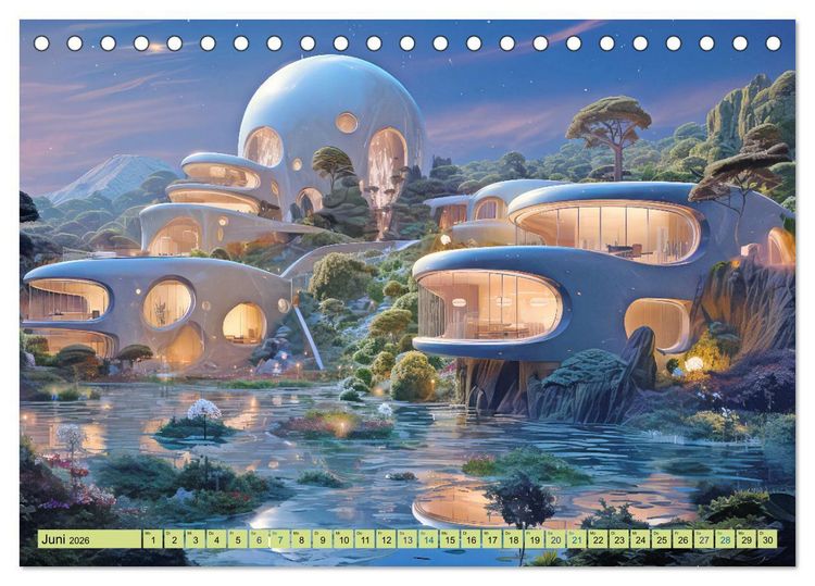 Produktbild: Futuristische moderne Behausungen (Tischkalender 2026 DIN A5 quer), CALVENDO Monatskalender