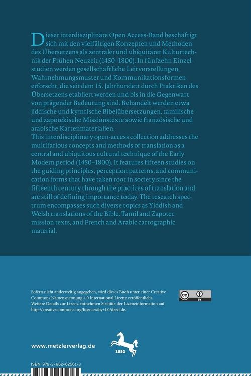 Produktbild: &Uuml;bersetzen in der Fr&uuml;hen Neuzeit &ndash; Konzepte und Methoden / Concepts and Practices of Translation in the Early Modern Period